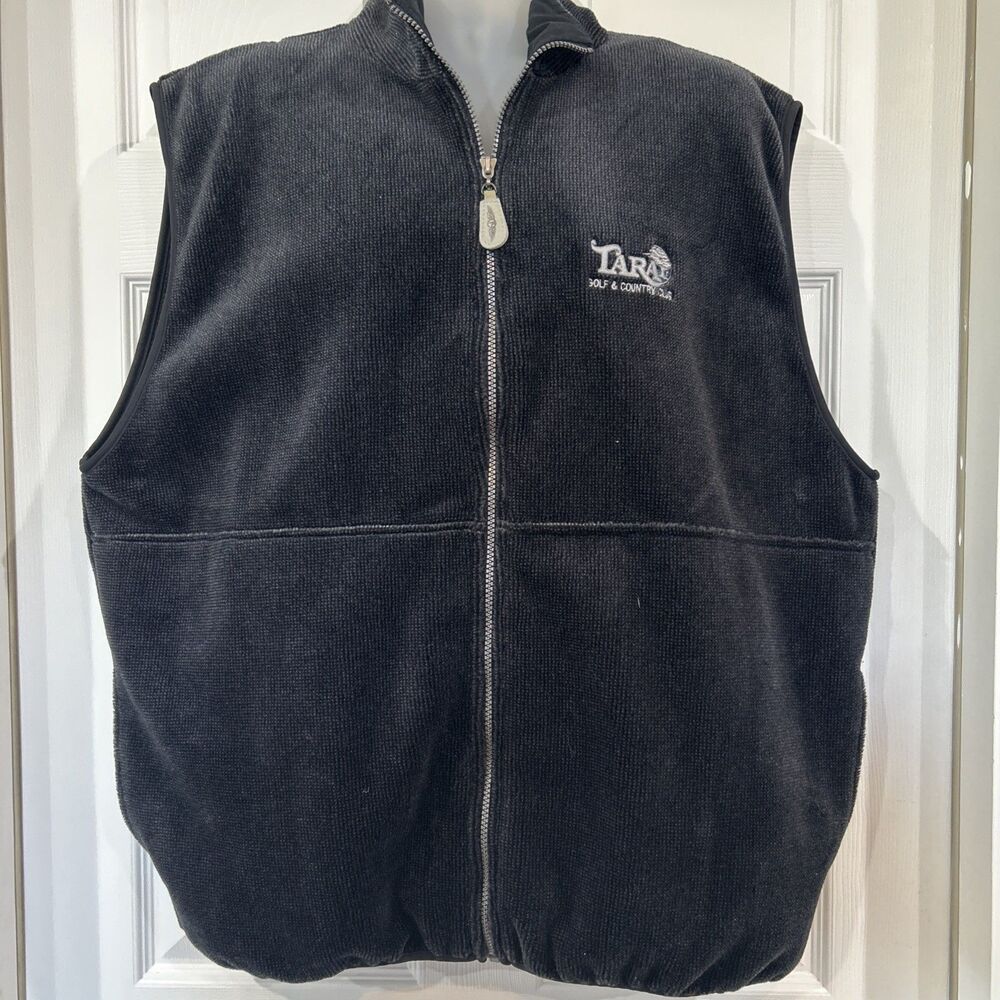 Tara Golf & Country Club Straight Down Fleece Vest Mens XL Black Full Zip